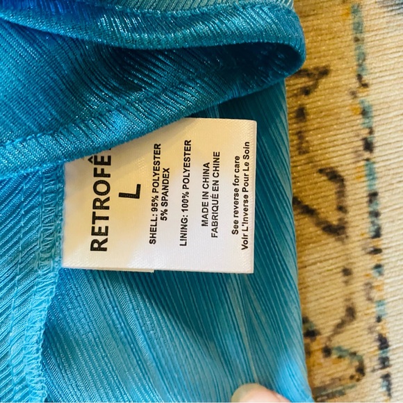 Retrofete Tova Dress in Aqua Blue Size Large Metallic - Picture 8 of 9